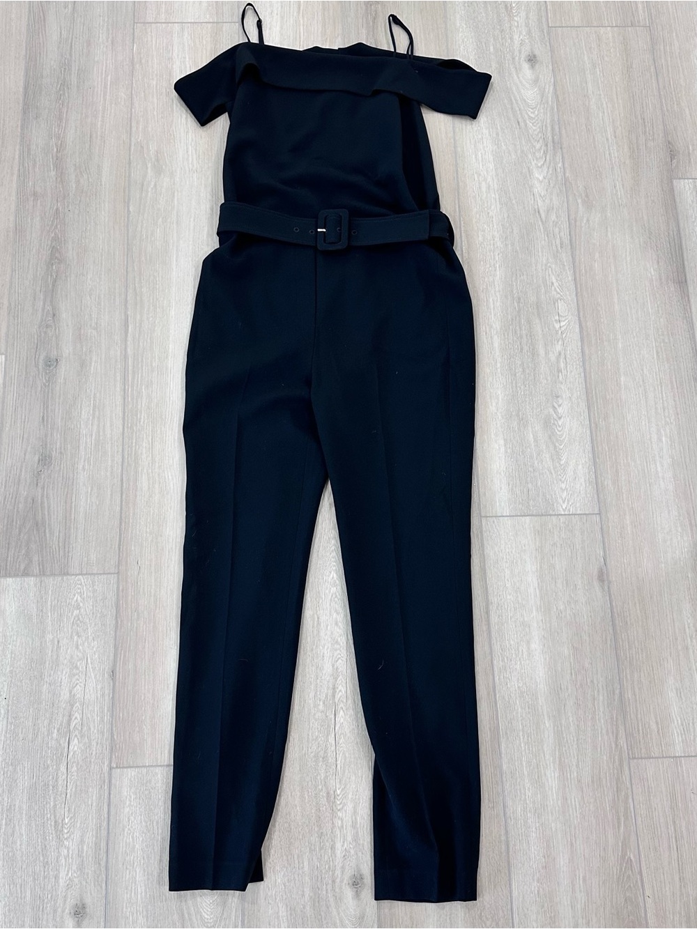 Theory off the shoulder admiral crepe belted jumpsuit black size 6 - Picture 4 of 10